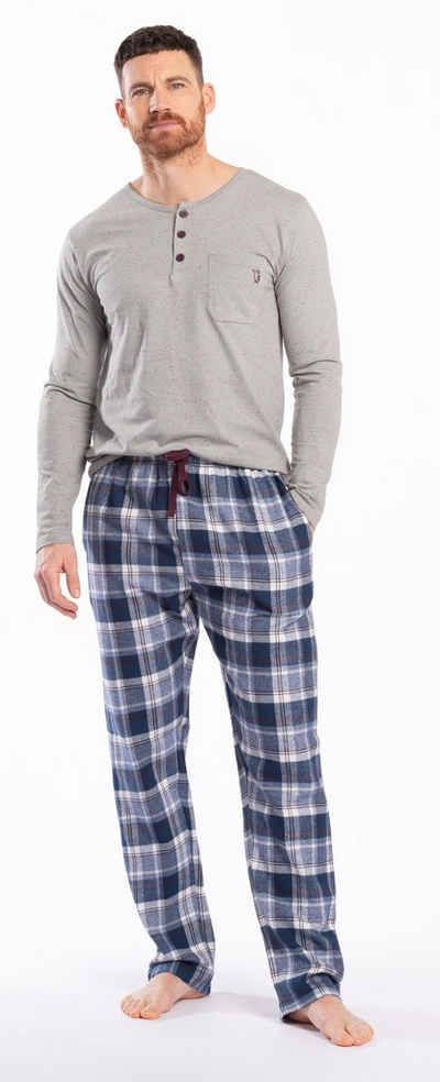 Eskimo Schlafanzug modischer Herren Schlafanzug (2 tlg) Hose Flanell Qualität