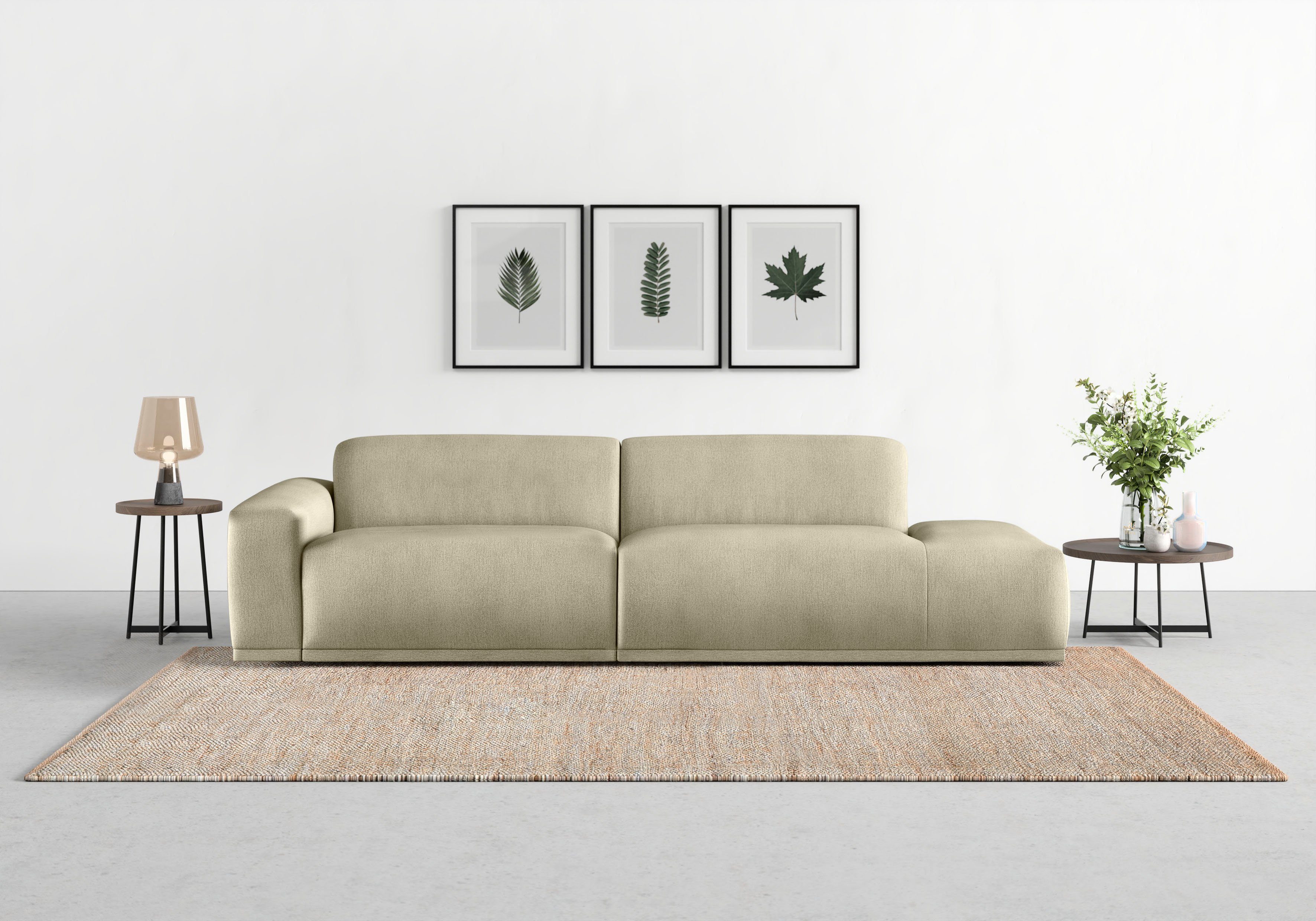 TRENDMANUFAKTUR Big-Sofa Braga, mit hochwertigem Kaltschaum, Megasofa, Japandi-Design, modernes Big-Sofa, Couch mit hohem Sitzkomfort, 277/72/107 cm (B/H/T)
