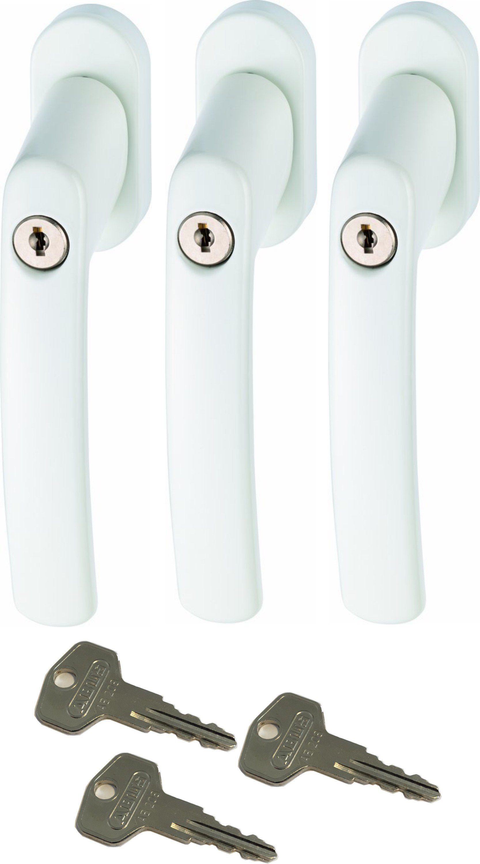 ABUS Fenstergriff ABUS FG200 Weiß, Braun, Silber, SB abschließbarer Fenstergriff, 3er Set weiß, abschließbar, Kindersicherung