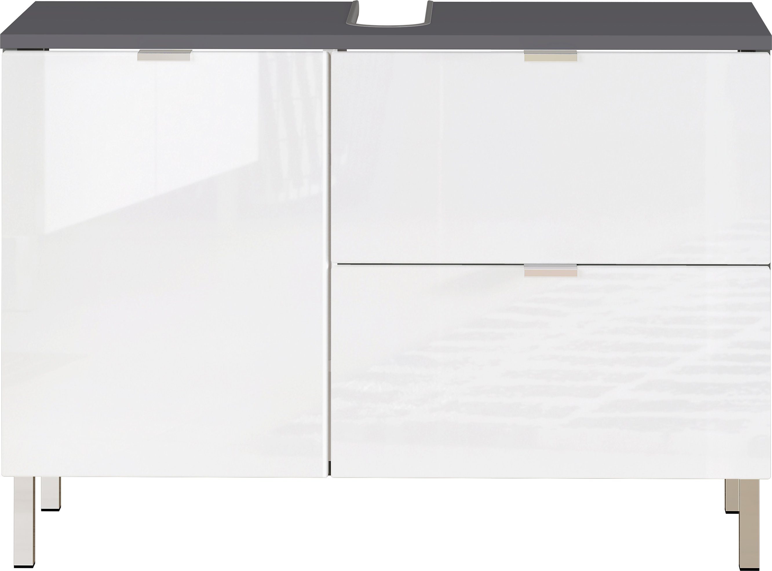 Schublade Waschbeckenunterschrank einer Tür weiss mit in (BxHxT: 80x56x34 415 und anthrazit, möbelando einer cm)