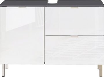 möbelando Waschbeckenunterschrank 415 (BxHxT: 80x56x34 cm) in anthrazit, weiss mit einer Schublade und einer Tür