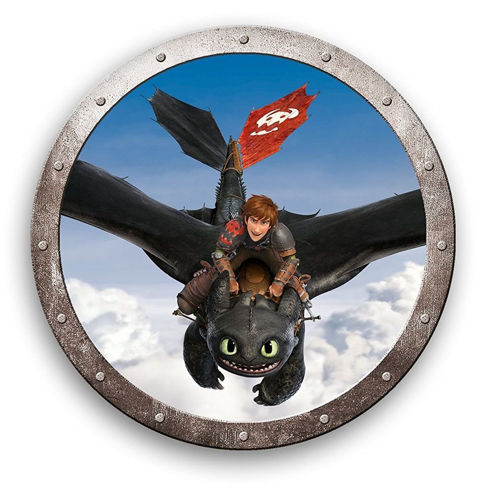 Dragons Dekokissen Drachenflug Kinder Deko-Kissen Rund 36 cm DreamWorks Dragons