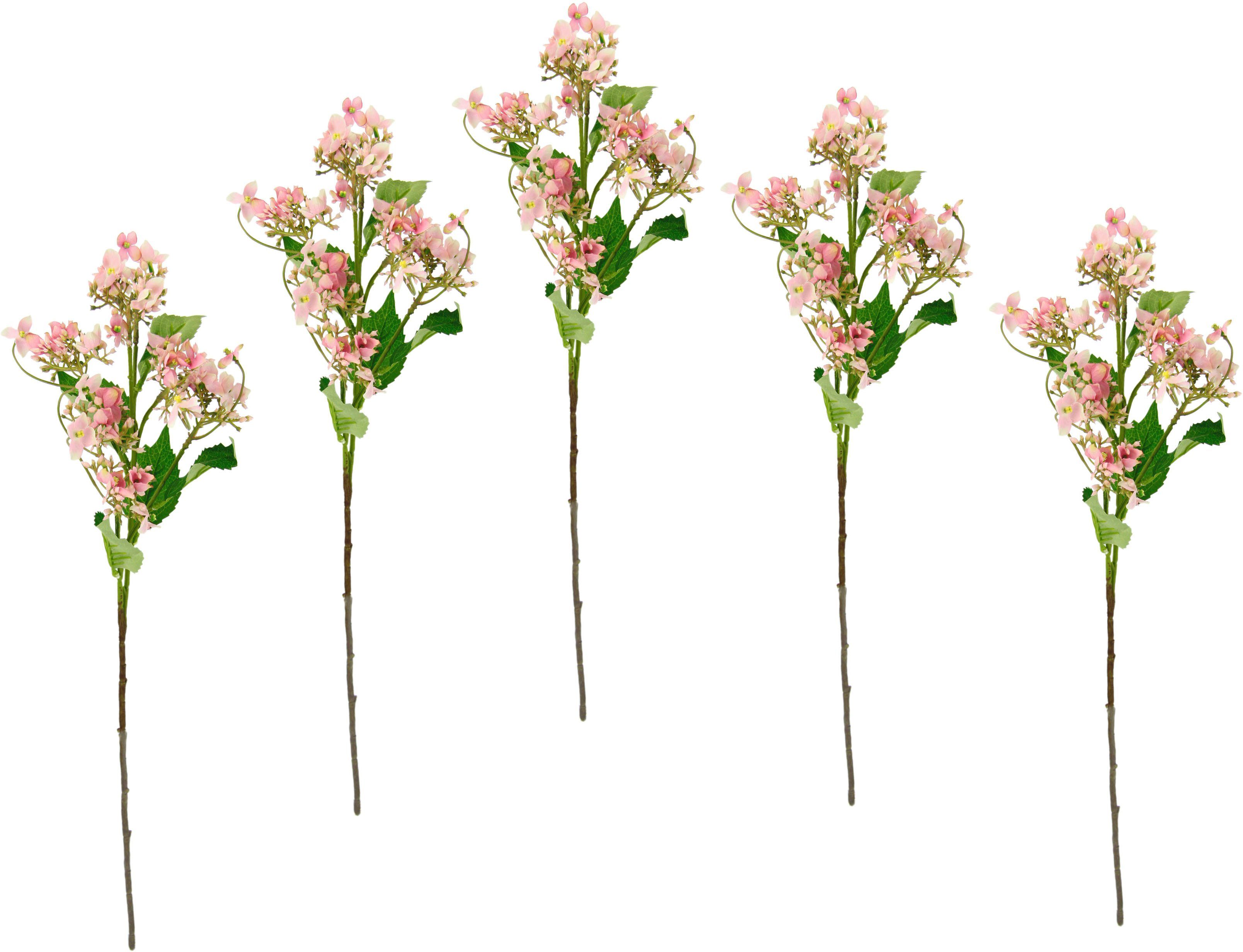 Kunstblume Blütenzweig, I.GE.A., Höhe 60 cm, 5er Set künstlicher Zweig, Kunstpflanze, Dekozweig hellrosa