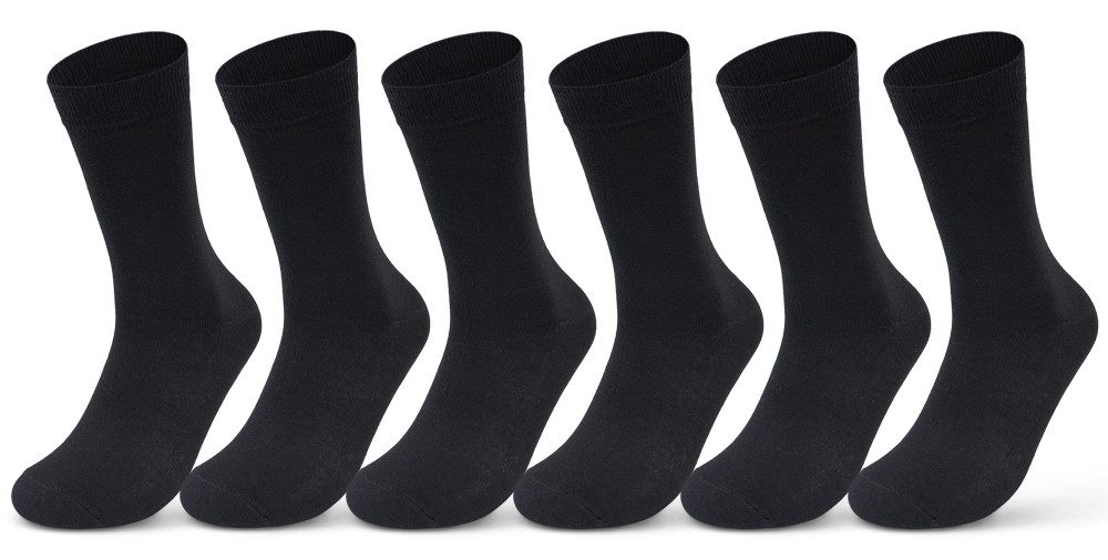 sockenkauf24 Basicsocken 6 oder 12 Paar Socken Damen & Herren Business Socken Baumwolle (Schwarz, 6-Paar, 43-46) Komfortbund atmungsaktiv - Basicline 70203