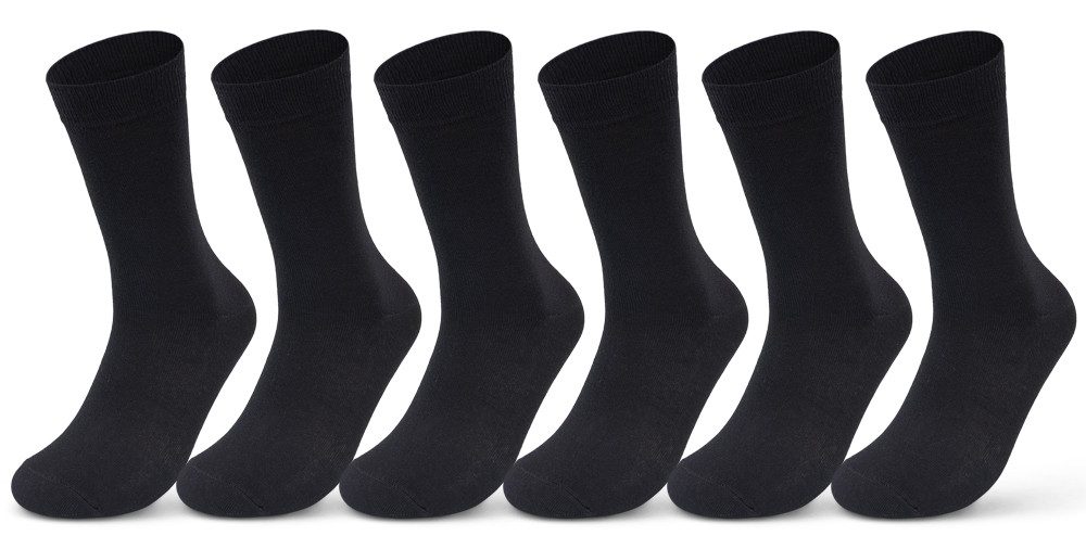 sockenkauf24 Basicsocken 6 oder 12 Paar Socken Damen & Herren Business Socken Baumwolle (Schwarz, 6-Paar, 47-50) Komfortbund atmungsaktiv - Basicline 70203