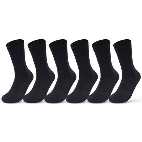 sockenkauf24 Basicsocken 6 oder 12 Paar Socken Damen & Herren Business Socken Baumwolle (Schwarz, 6-Paar, 47-50) Komfortbund atmungsaktiv - Basicline 70203
