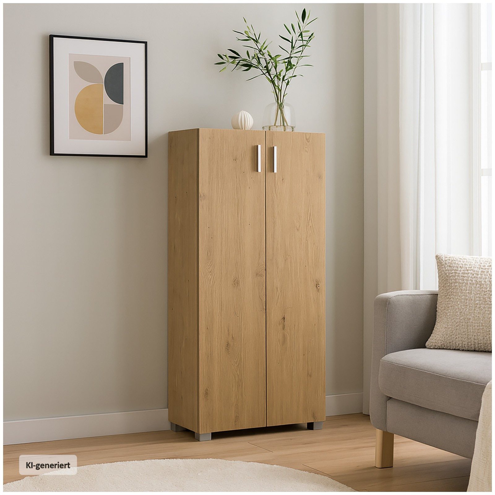 HTI-Living Kommode Kommode Thekla 2 türig Schrank Holzoptik (Stück, 1 Kommode), Mehrzweckschrank 3 Fächer