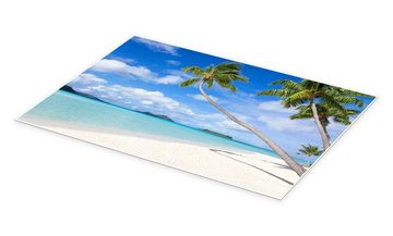 Posterlounge Poster Jan Christopher Becke, Weißer Strand mit Palmen, Tahiti, Französisch Polynesien, Wohnzimmer Maritim Fotografie
