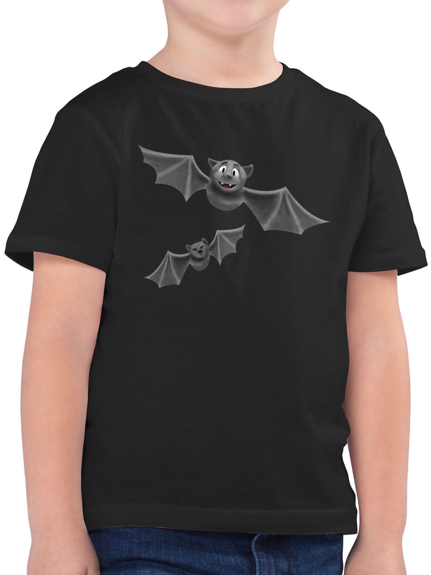 Shirtracer T-Shirt Fledermäuse Feldermaus Flattermaus Halloween Kostüme für Kinder Jungs 1 Schwarz