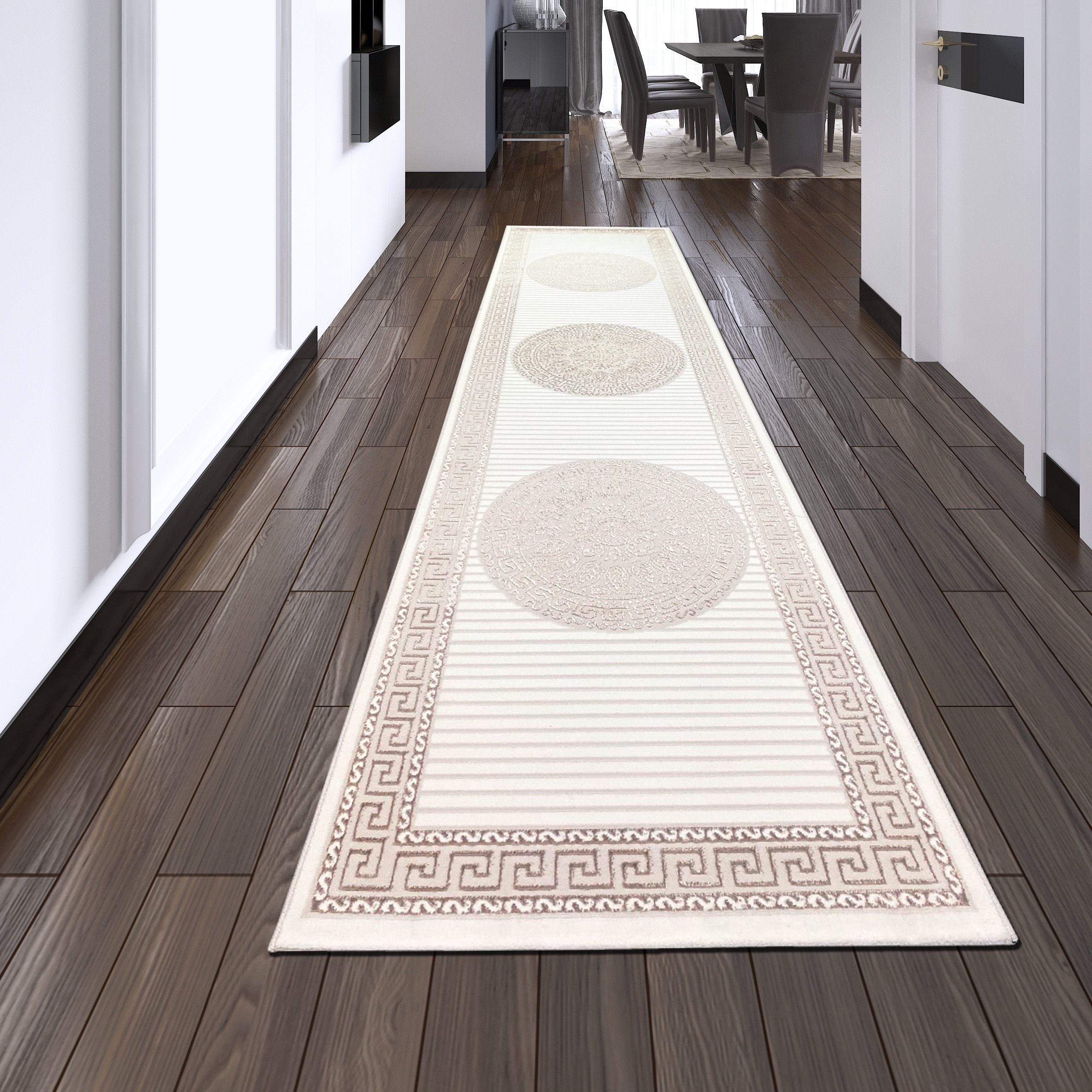 Teppich Orientalischer Designerteppich mit glänzendem Ornament in weiß-beige, Teppich-Traum, rechteckig, Höhe: 8 mm