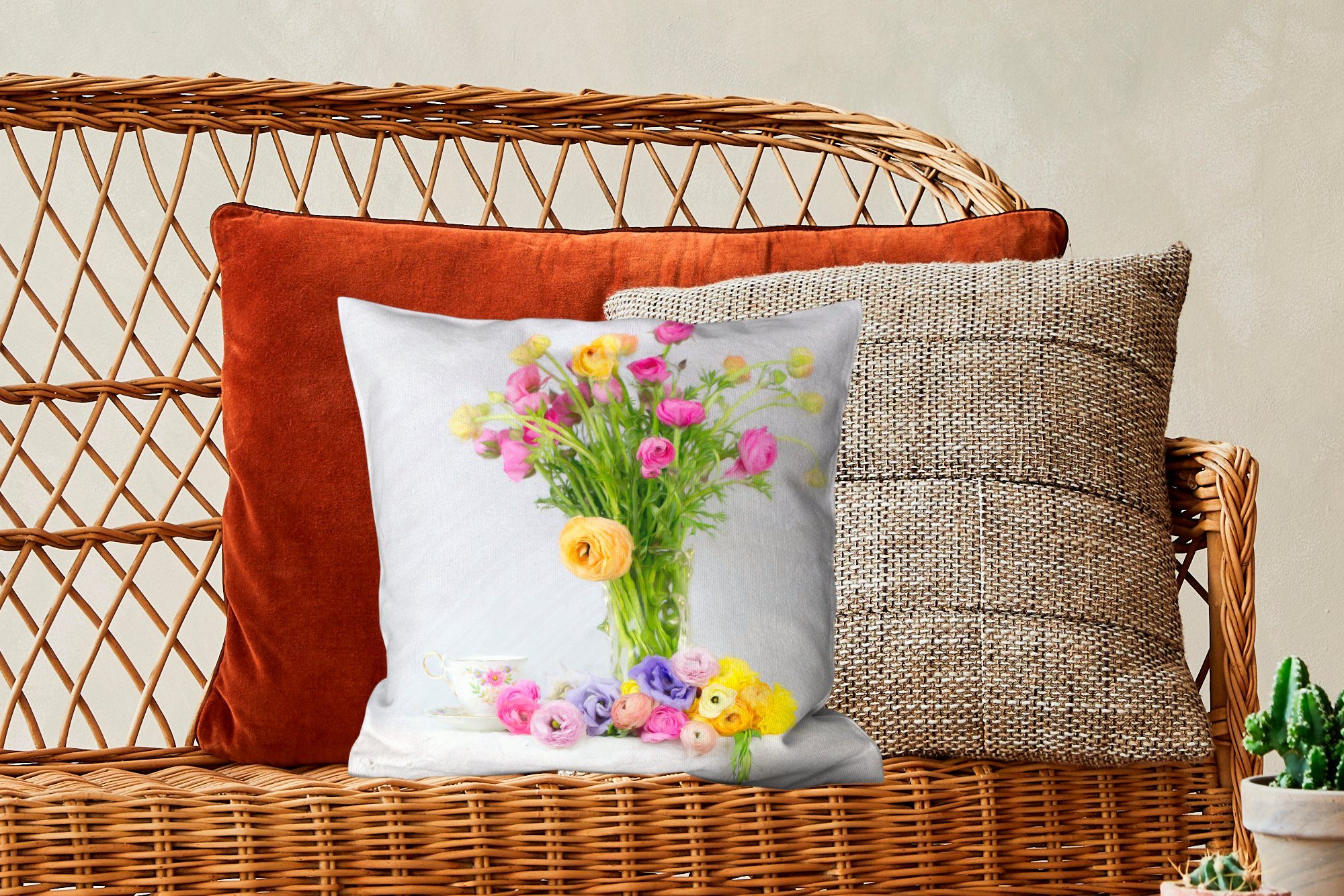 Füllung - Zierkissen Schlafzimmer, Wohzimmer, Deko, - MuchoWow mit Sofakissen Farben Dekokissen Blumen, für Stillleben