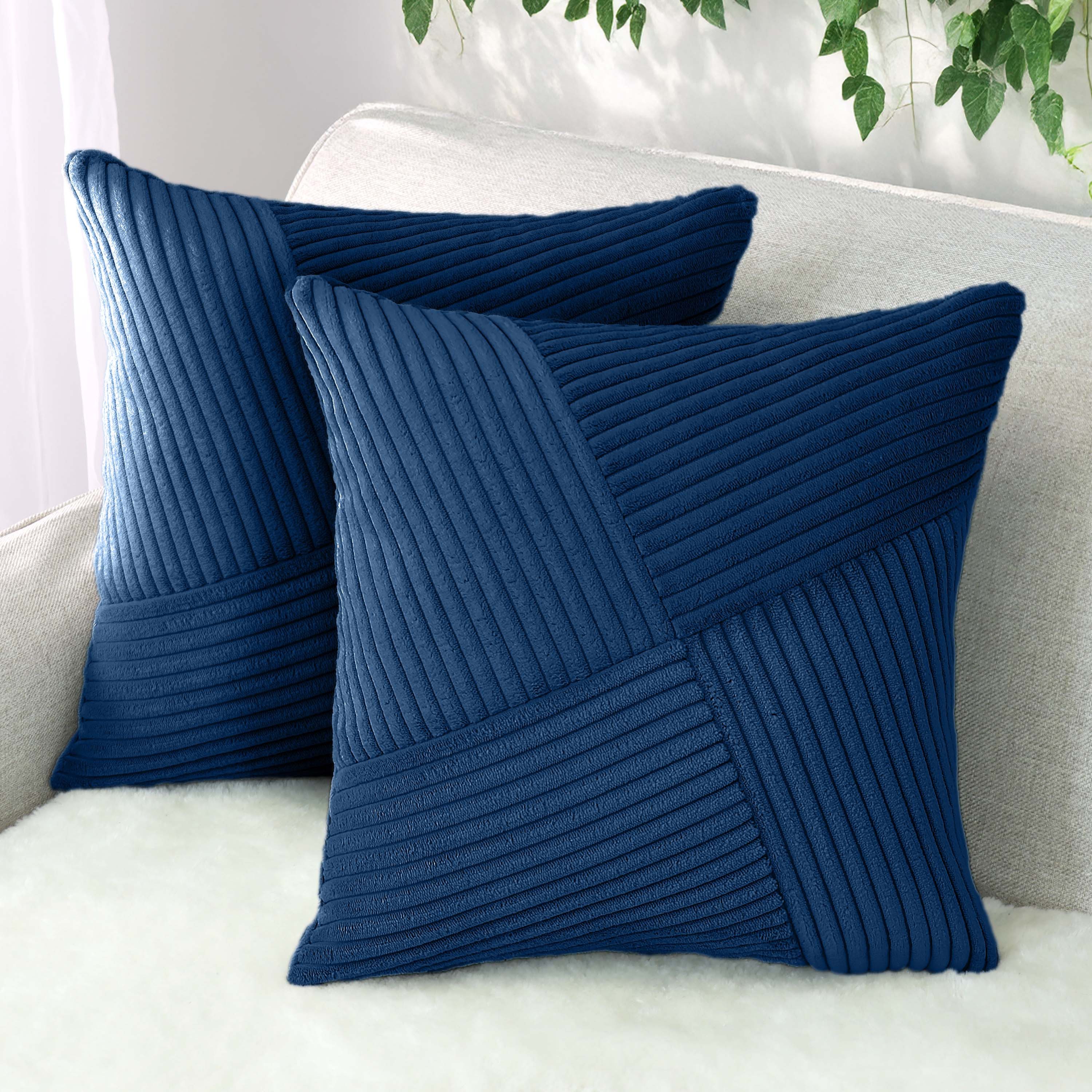 Amilian Dekokissen Sofakissen 40x40 2er Set mit Füllung und Bezug - Cord-Optik, Reißverschluss, formstabil, 2 Stück