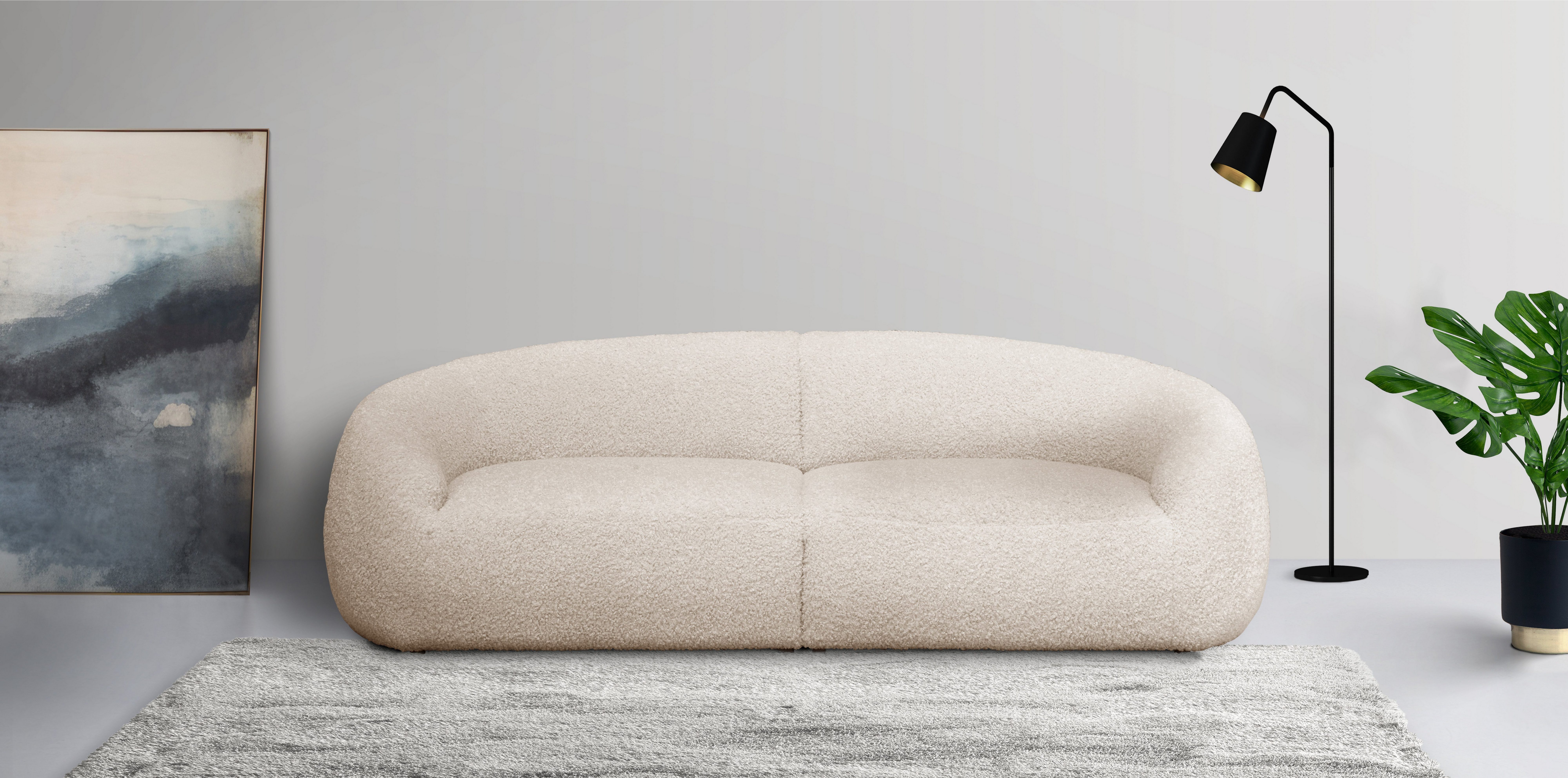 LeGer Home by Lena Gercke Big-Sofa YANI, Designersofa, organische Form, Maße B/T/H: 240/64/81 cm, mit Wellenunterfederung, auch in Bouclé, passend zur Serie