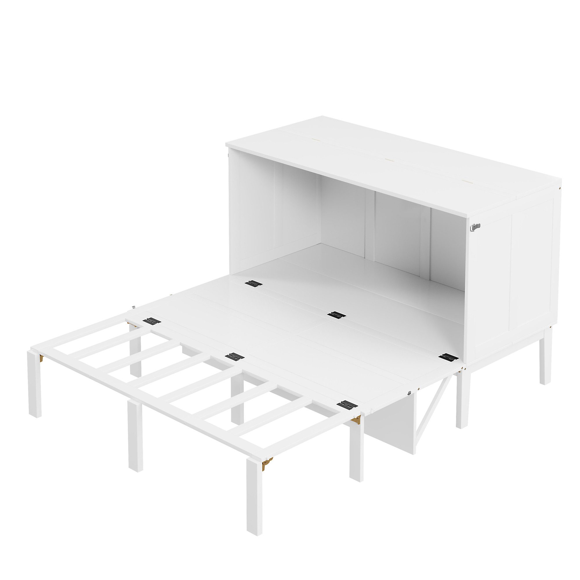 Rutaqian Schrankbett Wandbett mit Lattenrost, Wandklappbett, 140x200 cm(Ohne Matratze) (V-Bett, Bettschrank Schrank mit integriertem Klappbett Funktionsbett, Vertikales Schrankbett, Schlafzimmer, Jugendbett, Modern Design)