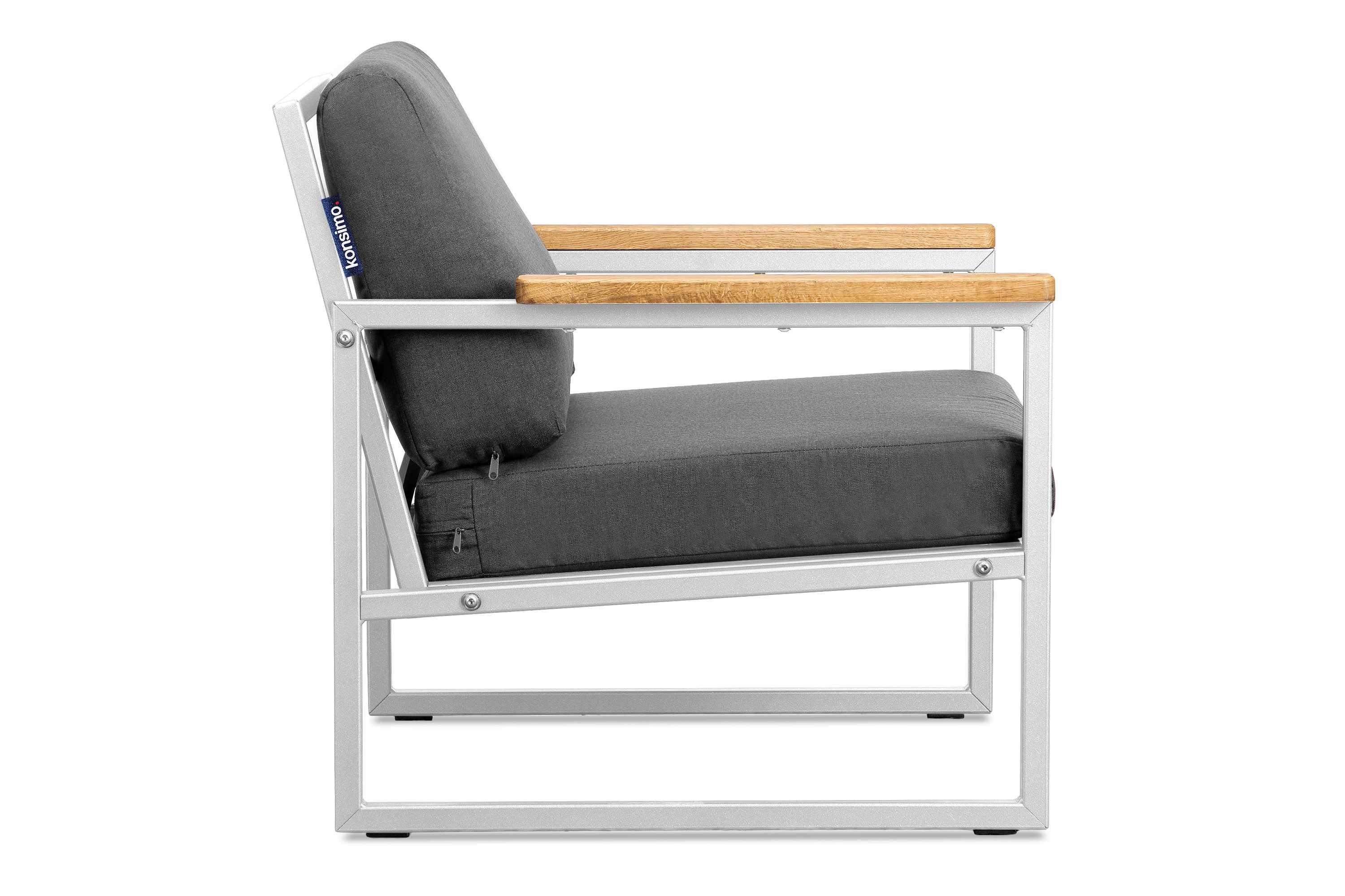 geölter Sessel), Made aus schmutz- grau TRIBO / Europe wasserabweisend, UV-Beständigkeit, in Gartensessel weiß Konsimo Eiche, Handläufe Gartensessel (1x und