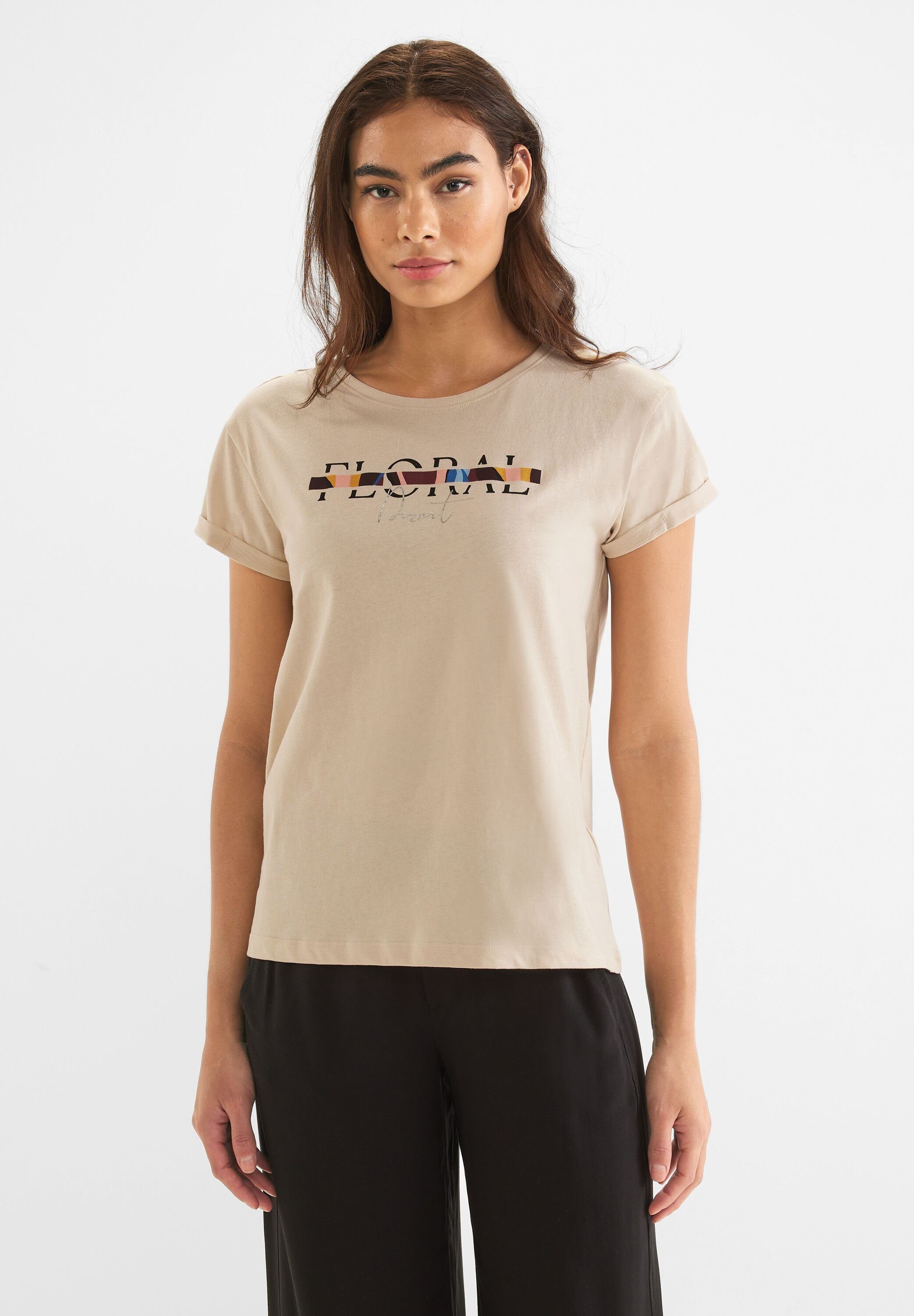 STREET ONE T-Shirt in Unifarbe light smooth sand