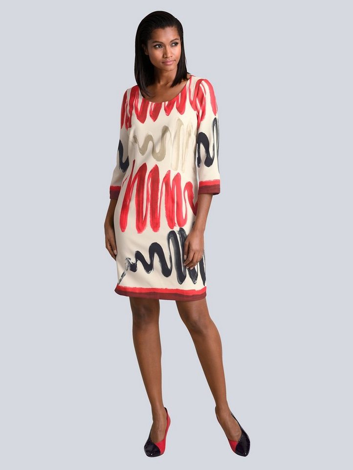Alba Moda Kleid in grafischem Print in weiß