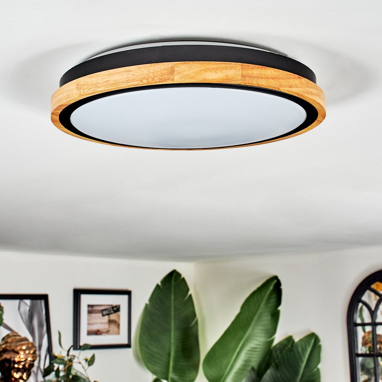 hofstein Deckenleuchte Deckenlampe aus Metall/Holz/Kunststoff in günstig online kaufen