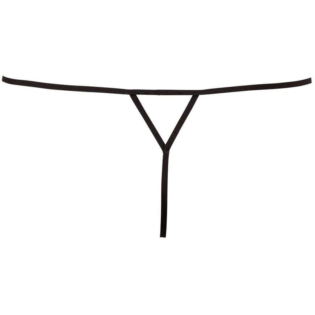 Cottelli Collection String-Ouvert Ouvert Tanga mit Ketten und Perle - schwarz/silber (1-St) Mit Perlenverzierung über der offenen Scham