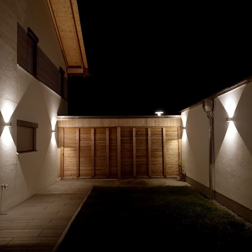 s.luce Wandleuchte LED Holz, Außenwandleuchte Ixa IP44 Warmweiß