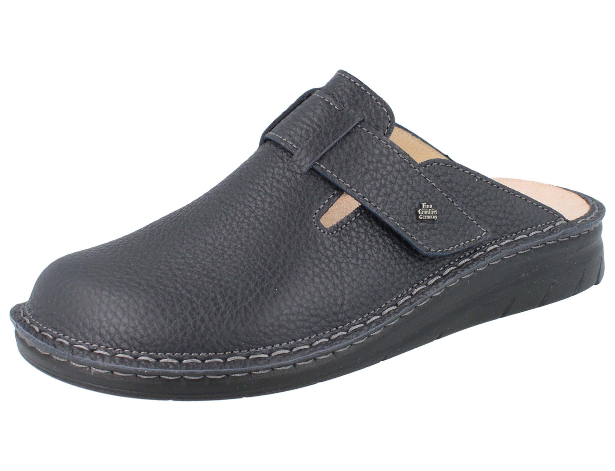 FINN COMFORT Amalfi Herren Damen Clog Schwarz Glattleder