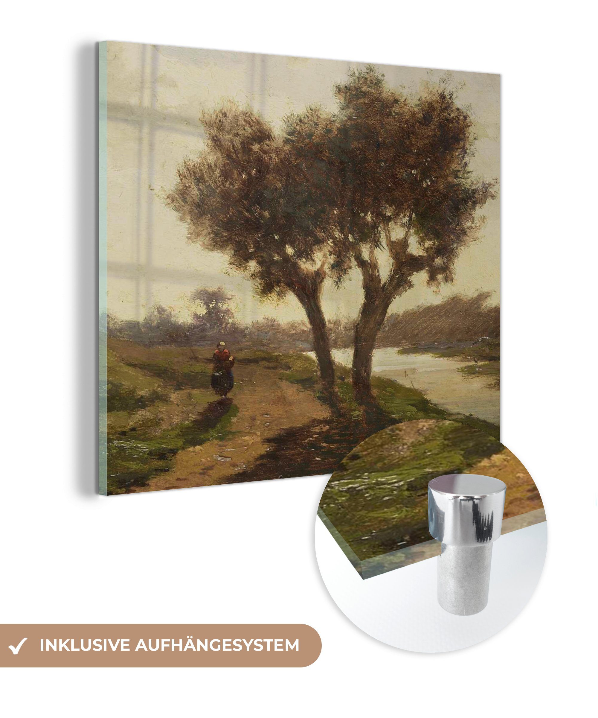 zwei auf - Bilder mit Glasbilder Foto Bäumen Landschaft Glas St), (1 Gemälde Acrylglasbild Joseph Glas - auf - von Constantin, - Wandbild Paul Wanddekoration MuchoWow