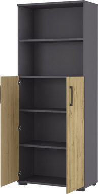 möbelando Aktenschrank 416 (BxHxT: 80x200x40 cm) in anthrazit, hellbraun mit 2 Türen und 4 Einlegeböden