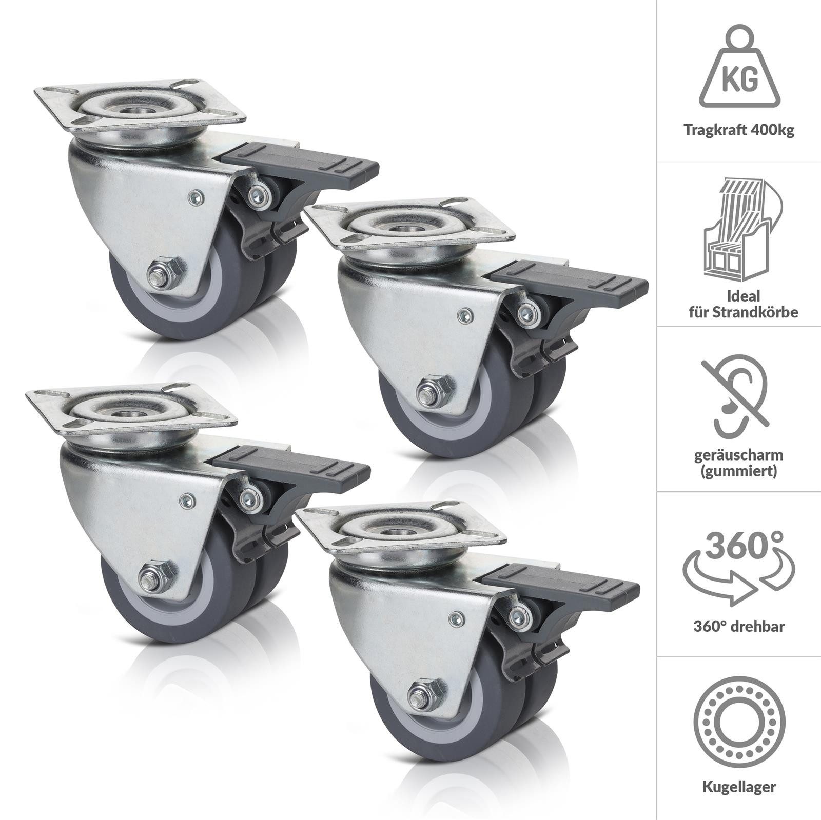 Strandkorb Hanse Strandkorb Strandkorbrollen 4er Set Zwillingsrollen 400 kg günstig online kaufen