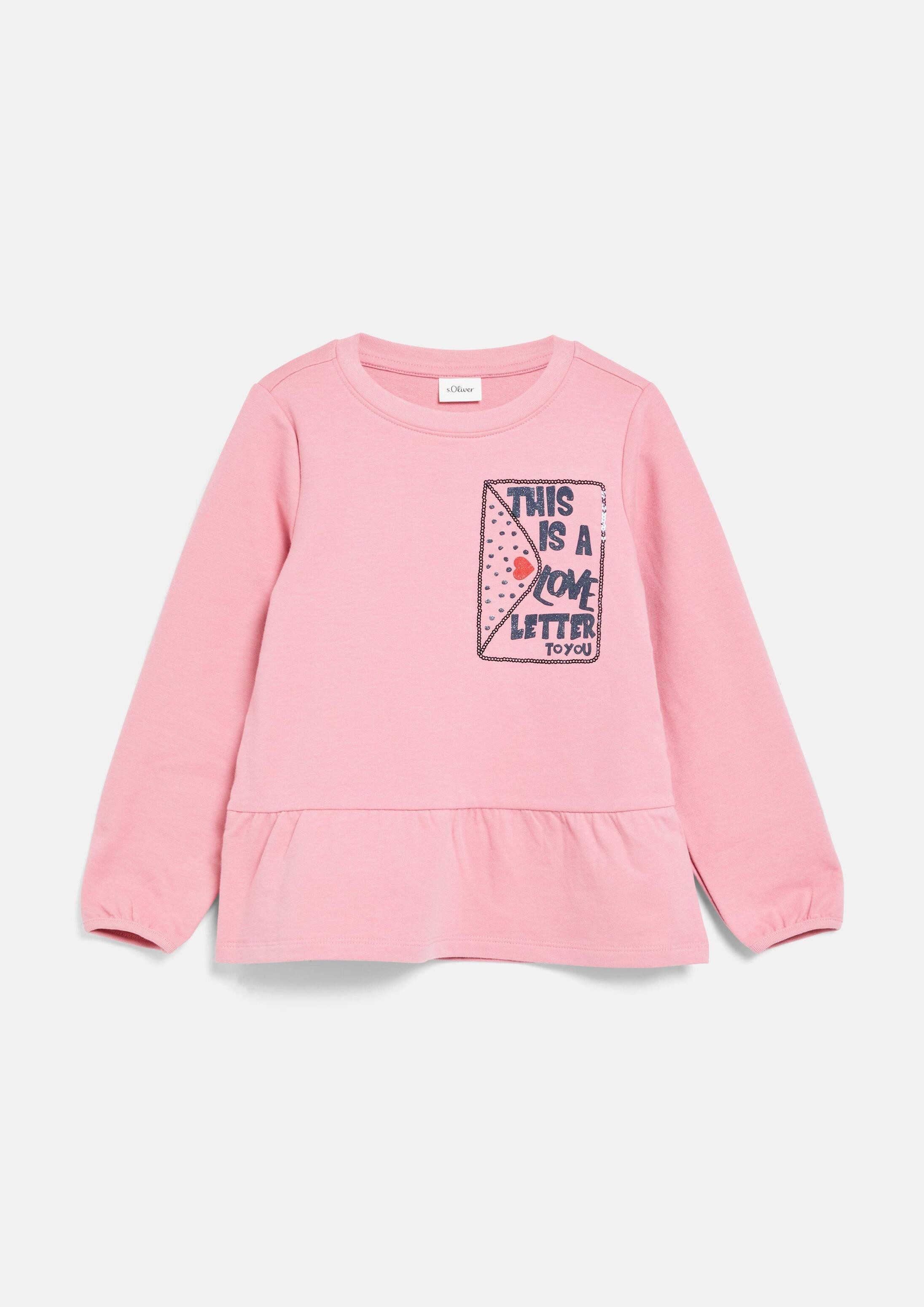 s.Oliver Langarmshirt T-Shirt Leichtes Sweatshirt im A-Shape mit Glitzer-Artwork