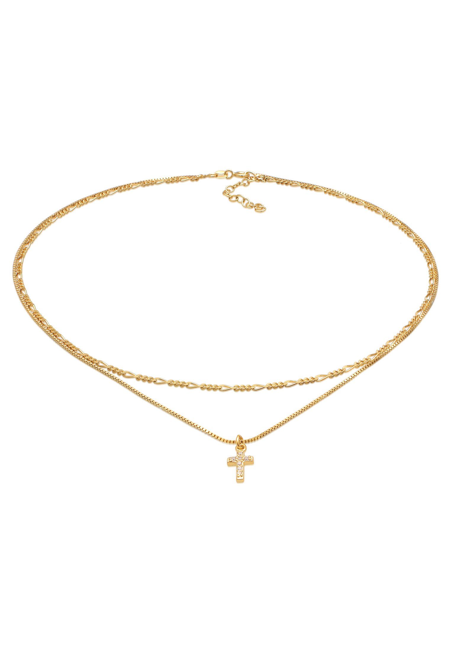 Ketten-Set Layer Choker Kreuz Filigran 925er Silber