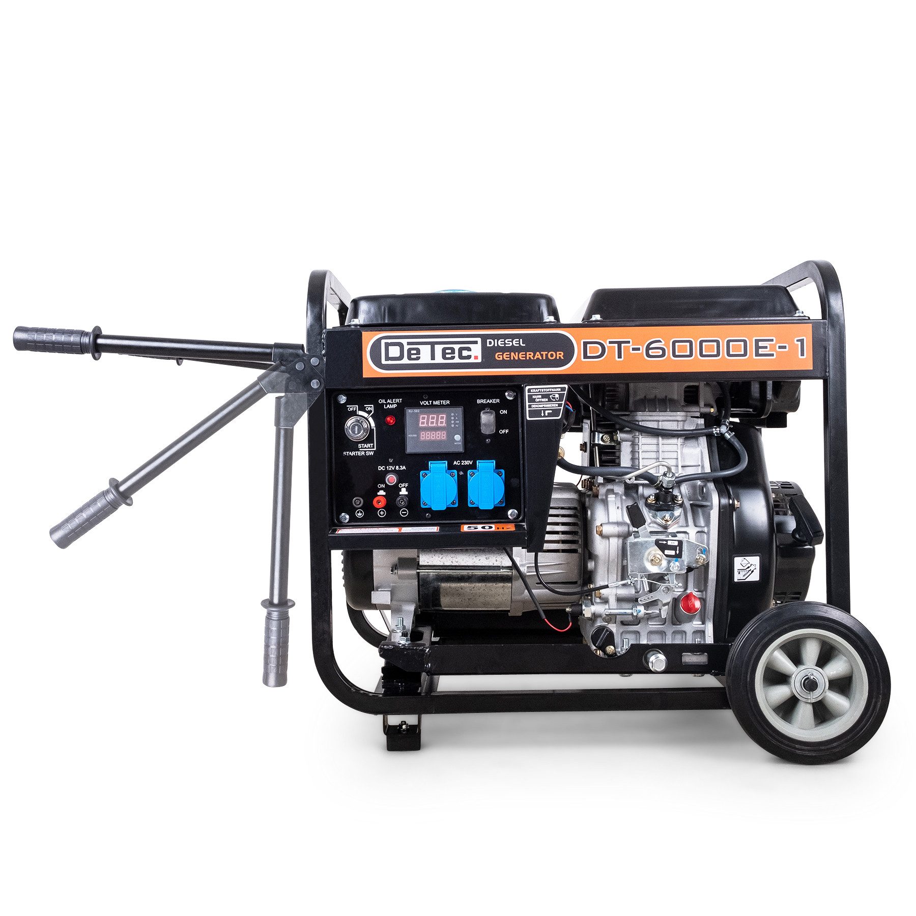 DeTec. DeTec. 1-phase diesel generator, 5kW emergency power generator, 230V, starter battery, 11.5l diesel tank