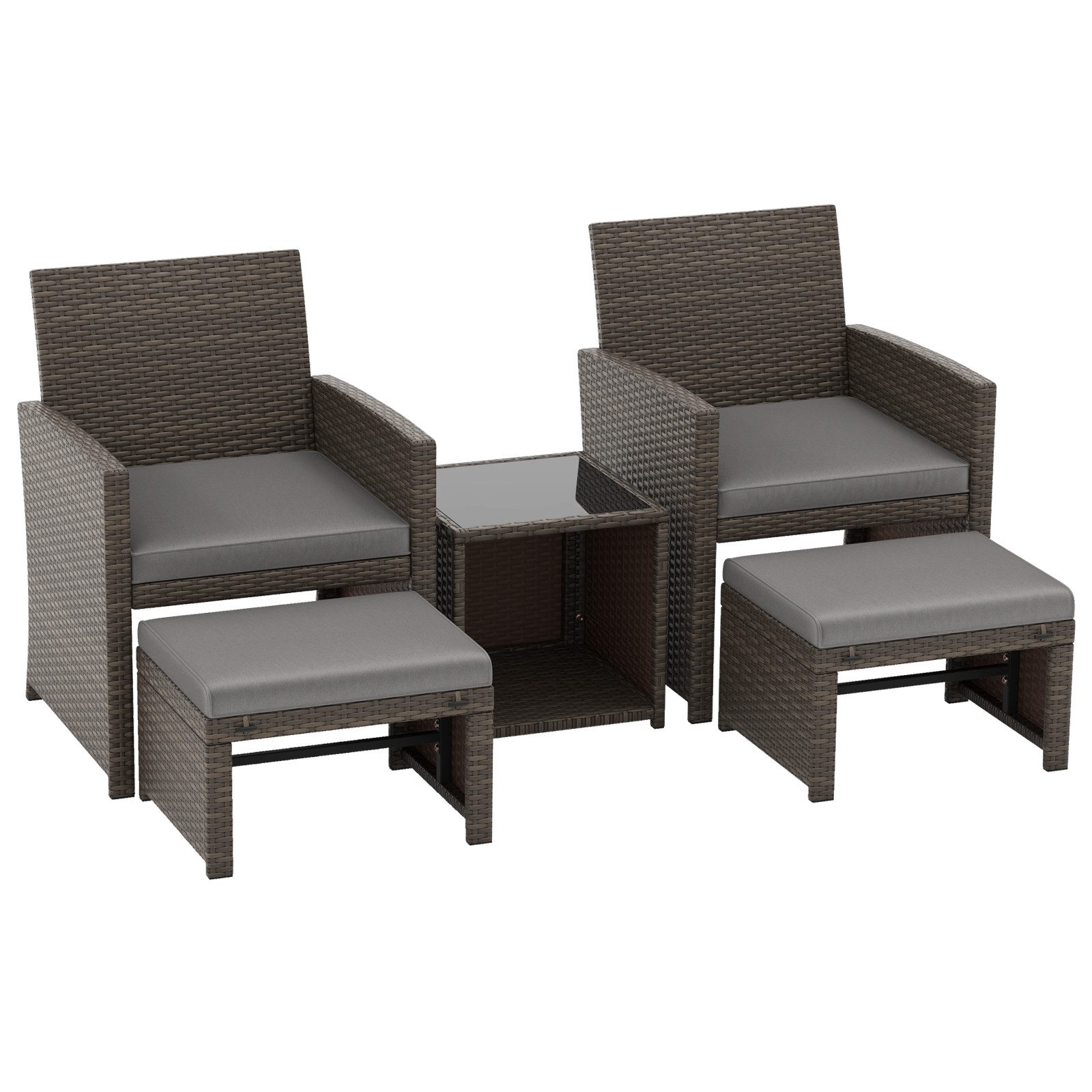 COSTWAY Balkonset, (5-tlg), Rattan, 2 Sessel, günstig online kaufen
