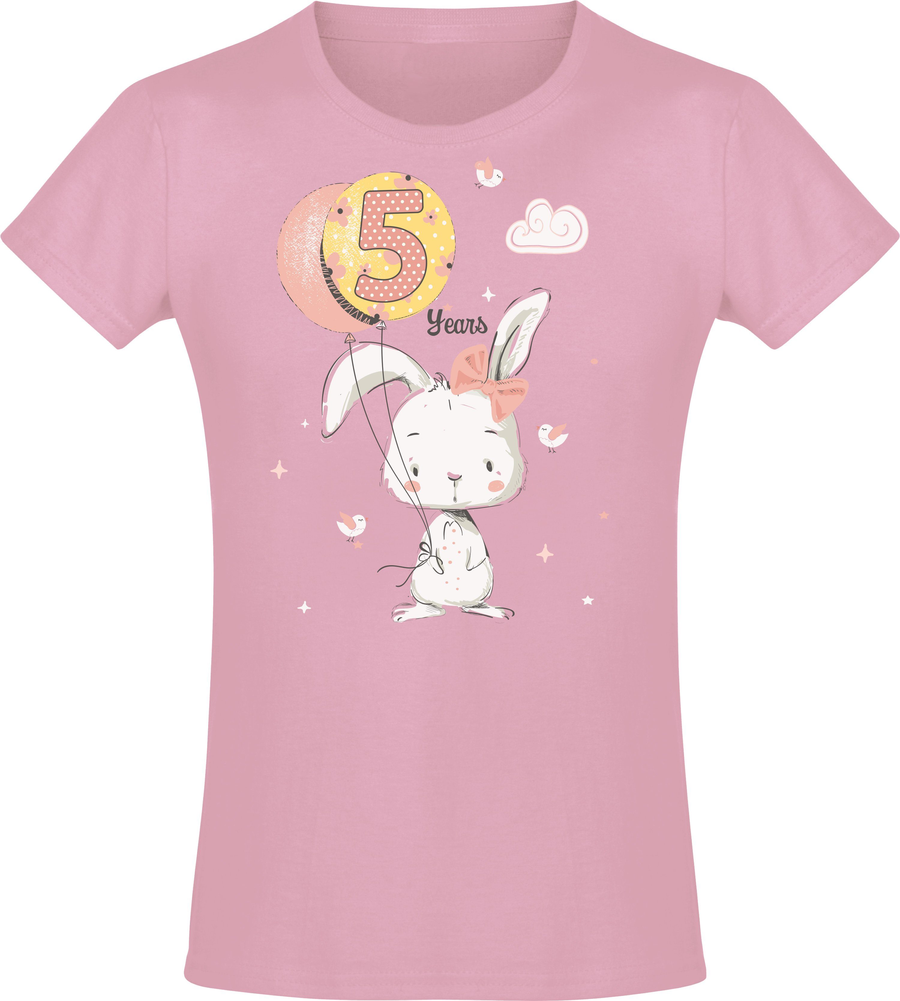 Print-Shirt Geburtstagsgeschenk für Mädchen: "5 Jahre mit Hase"