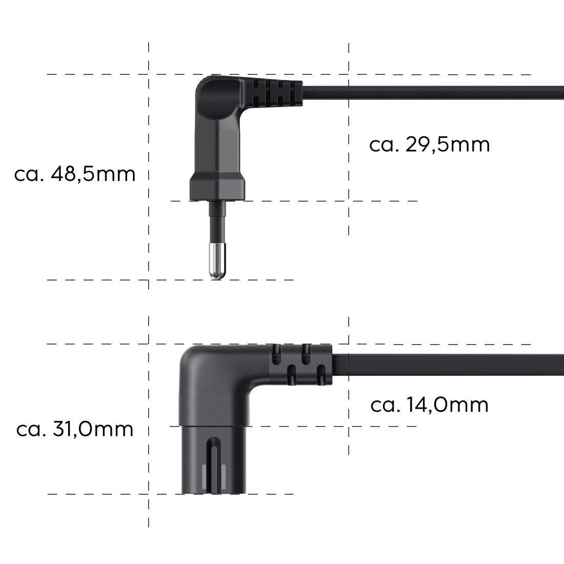 Hama Netzkabel, beidseitig gewinkelt, m C7, 1,5 Euro Schwarz (Eurostecker) (150 Netzkabel, cm) Typ C Doppelnut, Stecker