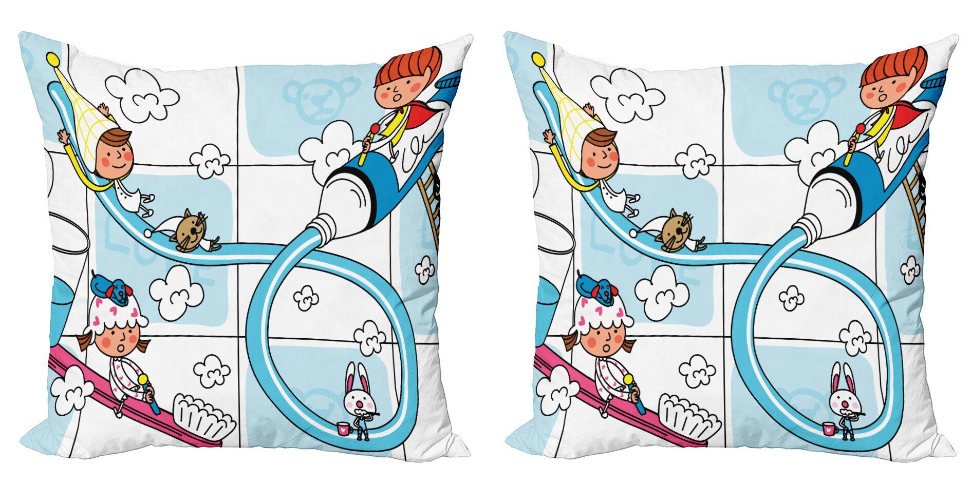 Kissenbezüge Modern Kindern Stück), mit Doppelseitiger (2 Haustiere Accent Tiere Digitaldruck, Cartoon Abakuhaus