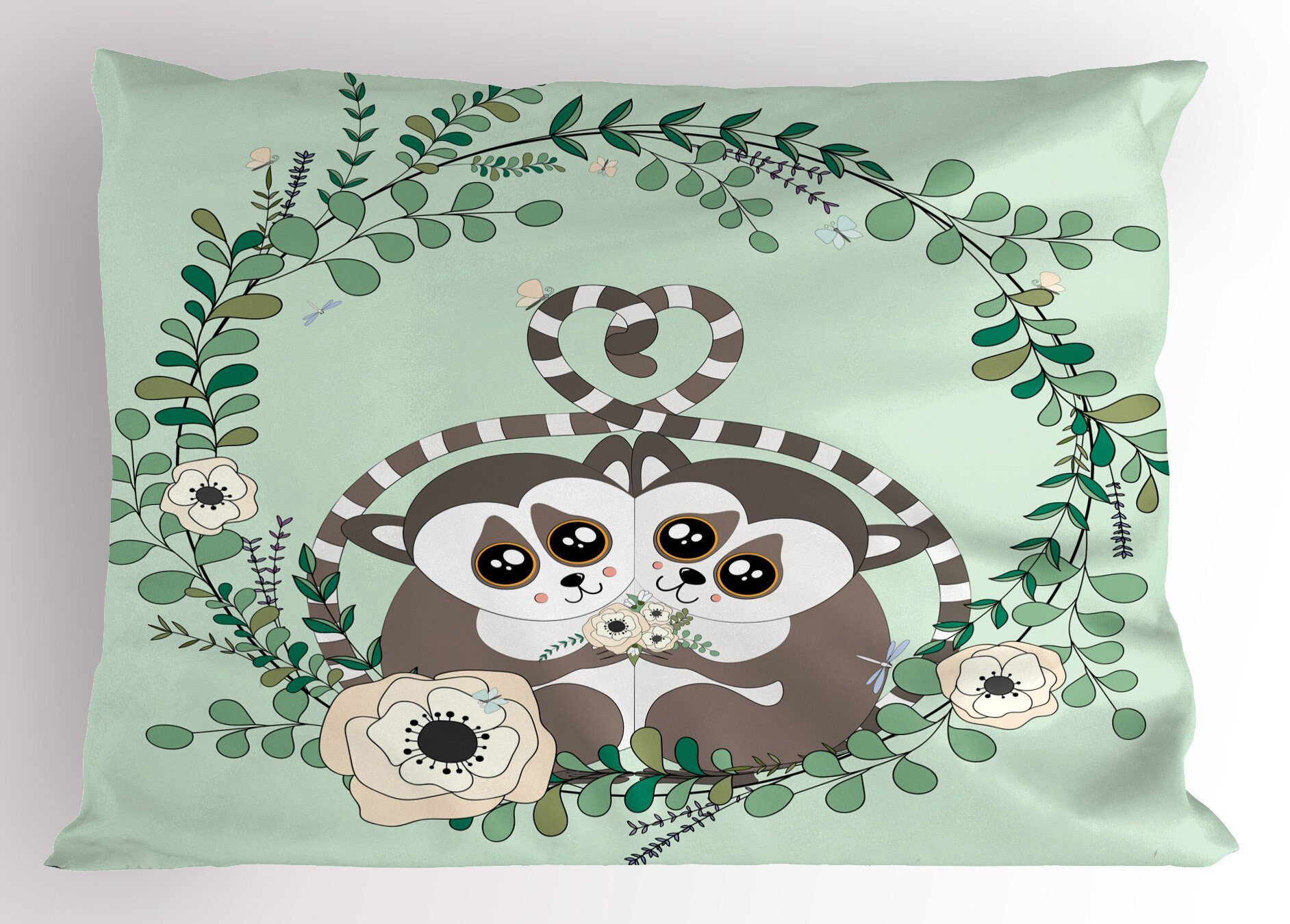 wilder Affe Lemur Botanical King (1 Stück), Standard Size Dekorativer Abakuhaus Kissenbezug, Kissenbezüge Gedruckter Exotische