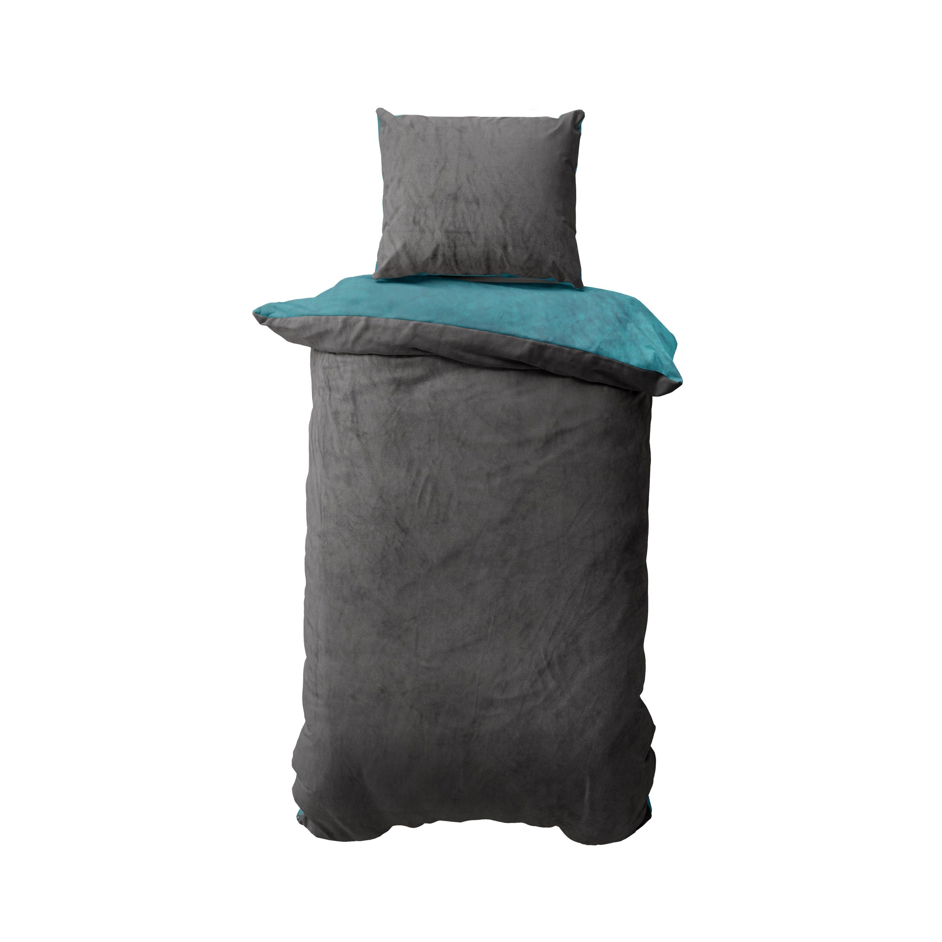 Müskaan Bettwäsche Wende Nicky Plüsch Winter Bettbezug Set Cashmere Touch Coral Fleece, Fleece, 2 teilig, warmer Bezug mit YKK Reißverschluss und Kissenbezug