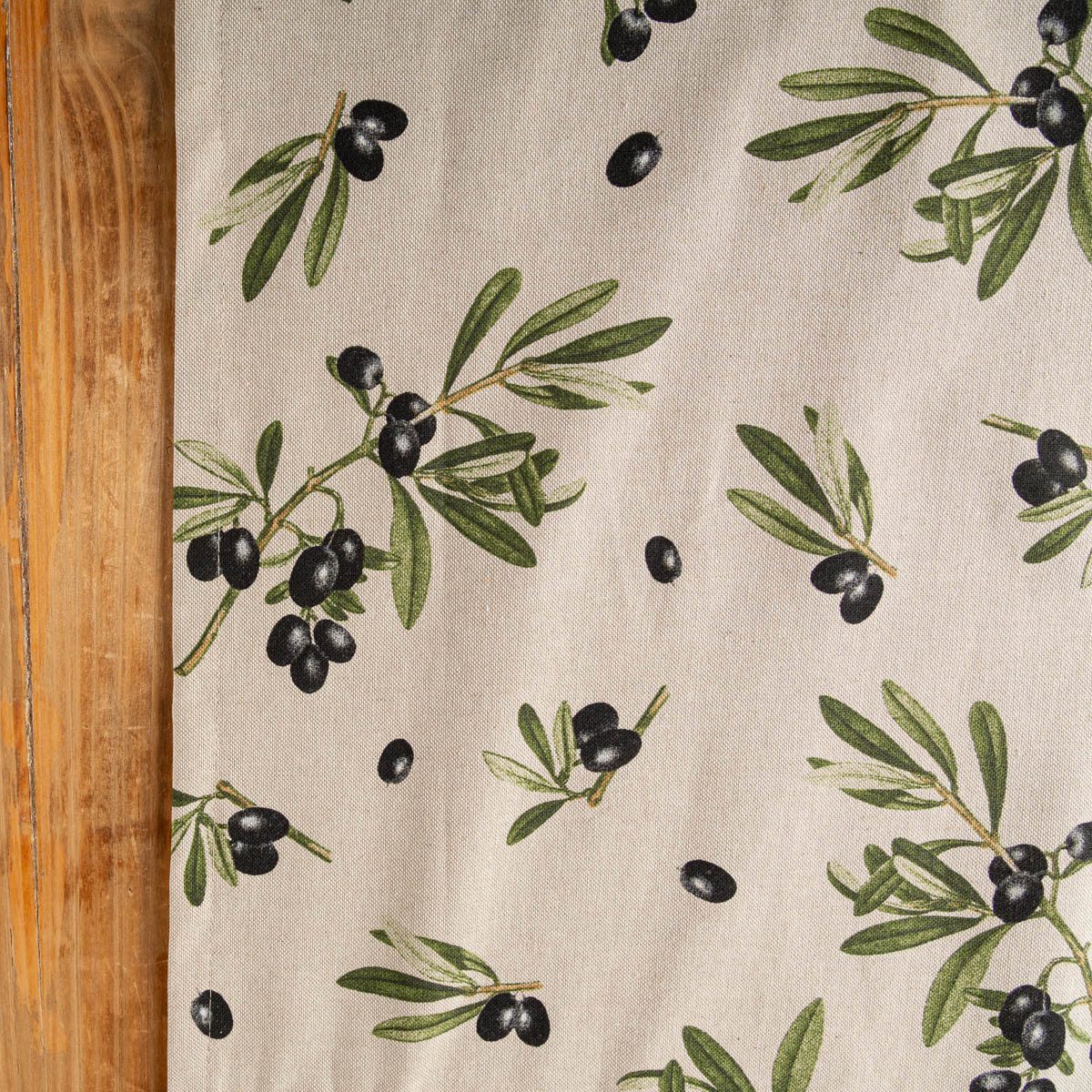 SCHÖNER LEBEN. Tischläufer Tischläufer Olivenzweige natur 40x160cm von SCHÖNER LEBEN, handmade