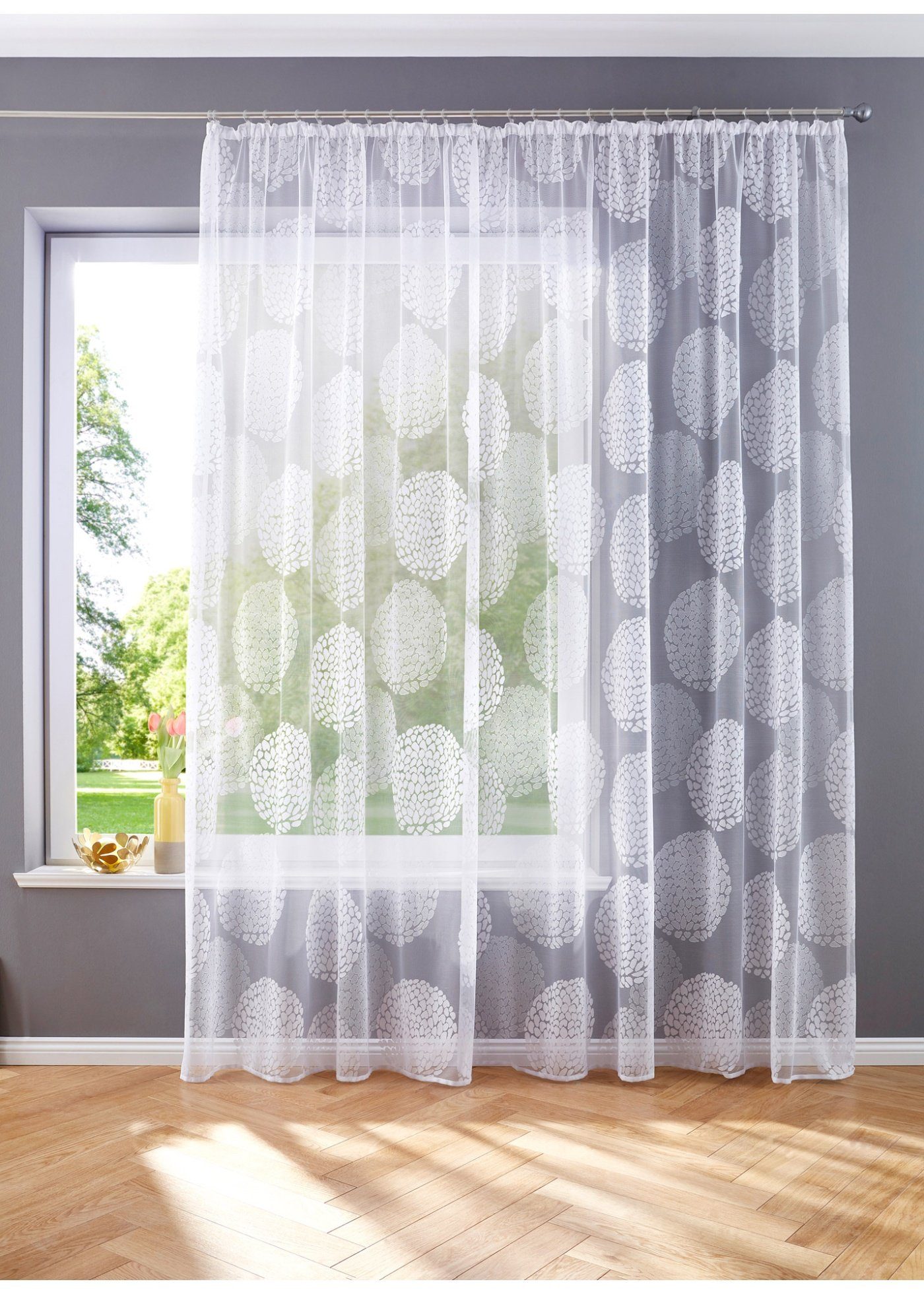 Gardinenbox Bogenstore (1 St), Kräuselband, transparent, Store Jacquard Fabio Kräuselband Transparent Voile 13143