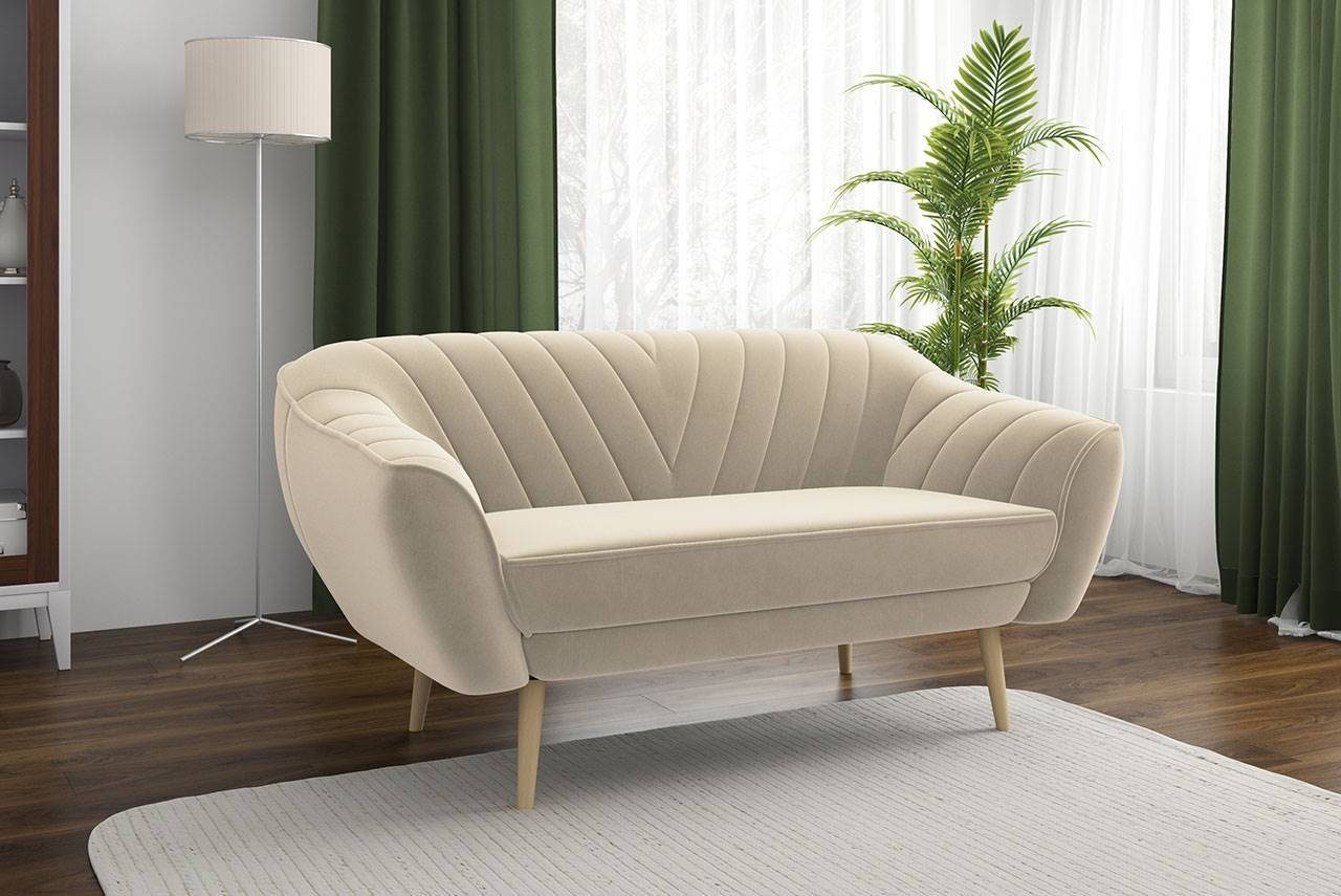 MKS MÖBEL Sofa VIKI-3 Sitzer, Holzbeine, Skandinavischer Stil, freistehend Beige Monolith