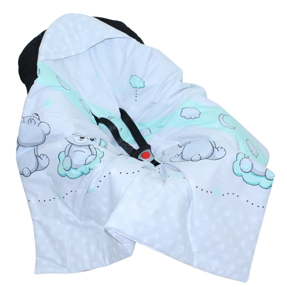 Einschlagdecke BabyDecke Baumwolle mit Kapuze für Babyschale Kindersitz, Primawela