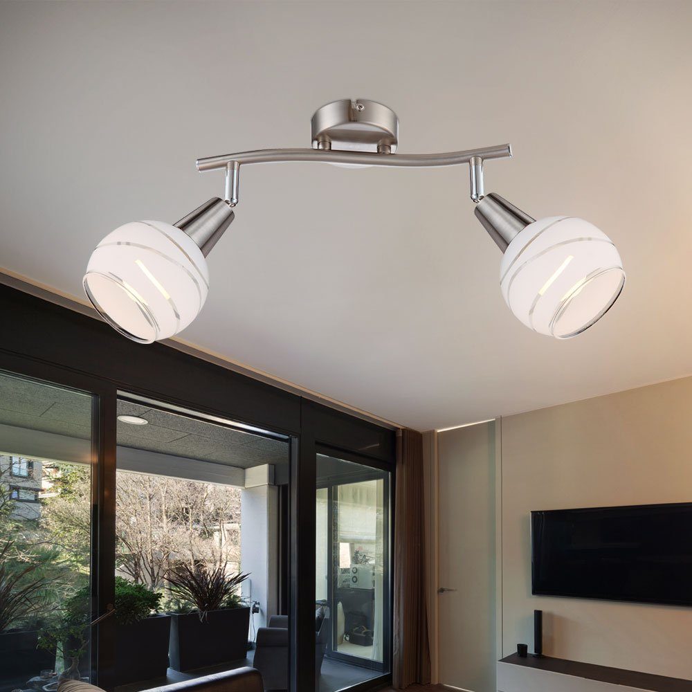 GLOBO LIGHTING LED Deckenleuchte, Leuchtmittel inklusive, Warmweiß, Deckenleuchte Wandlampe Spotstrahler LED 2 Flammig Glas satiniert