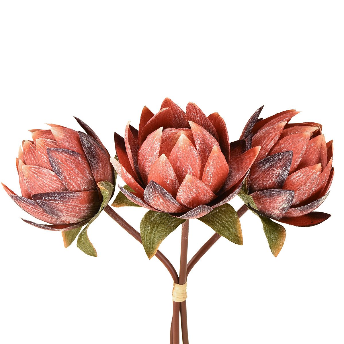 Kunstblume Deko Protea Kunstblumen Rotorange 34cm 3St für exotische Deko, V günstig online kaufen