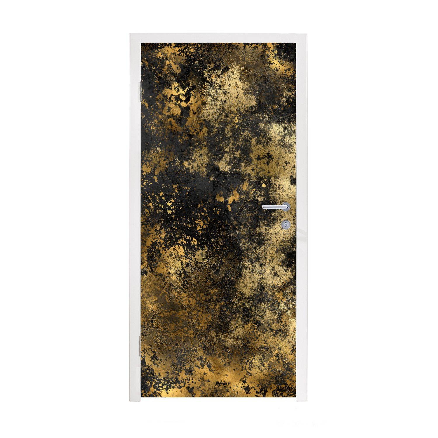 MuchoWow Türtapete Gold cm Tür, (1 75x205 - Fototapete Schwarz Matt, St), Türaufkleber, - bedruckt, Luxus, für