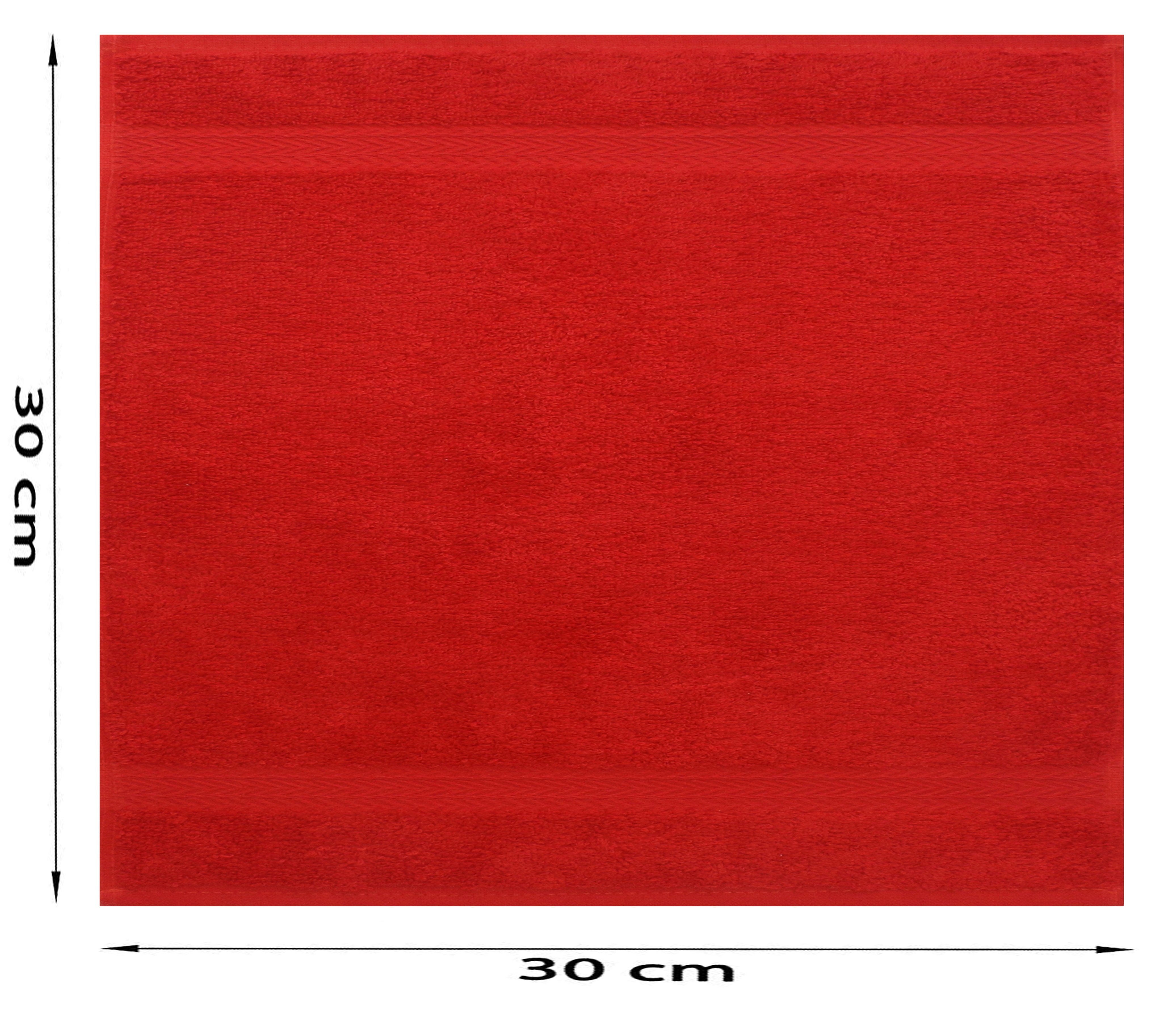 cm Betz Farbe 30x30 Seiftücher Seiftuch Set Stück Premium Seiflappen 10 Baumwolle rot und 100% orange