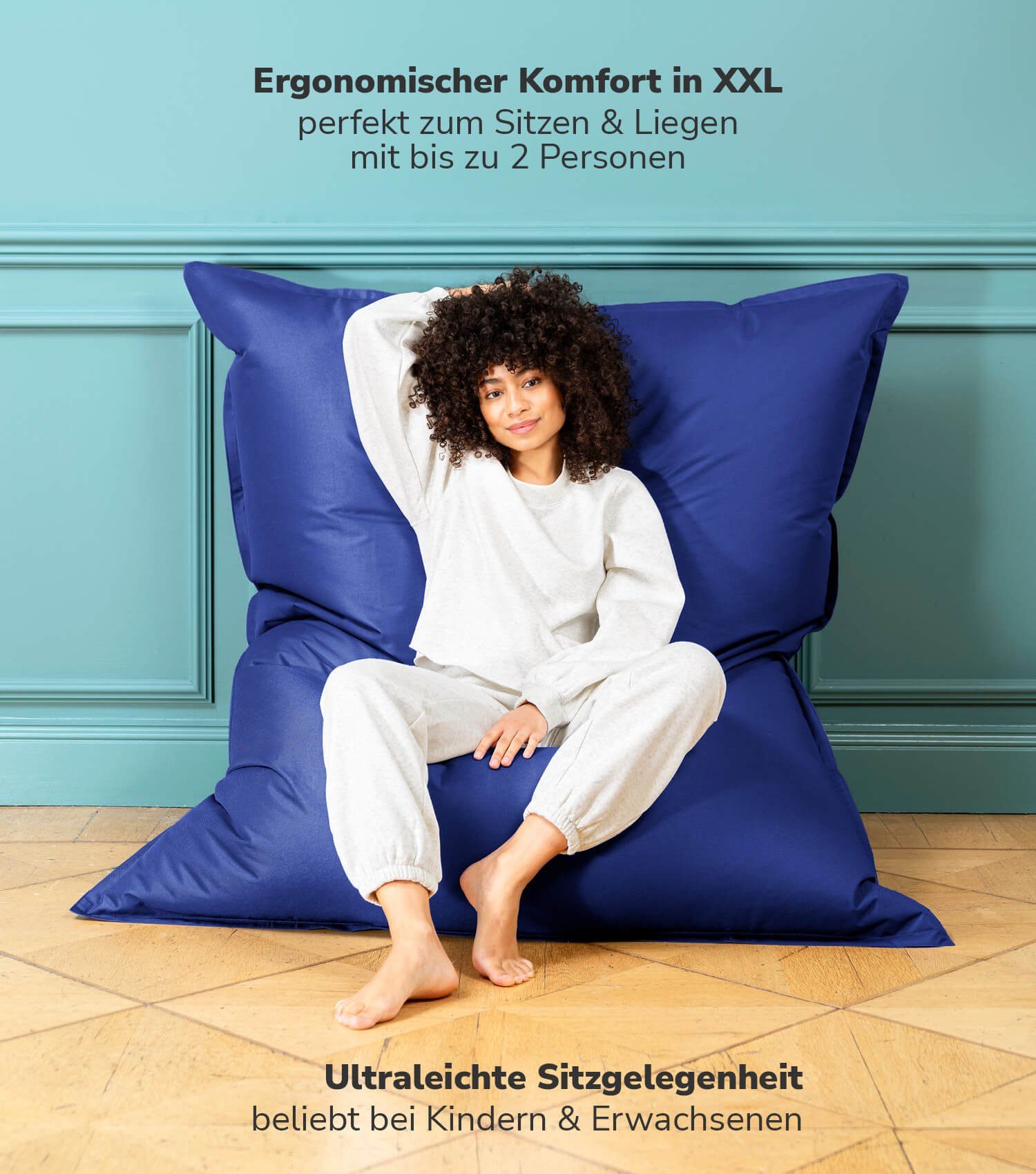 Große Schutzhülle), Der Riesen Dunkelblau XXL, (mit Bean Liegekissen Sitzsack mokebo Bag Sitzkissen, Bodenkissen,