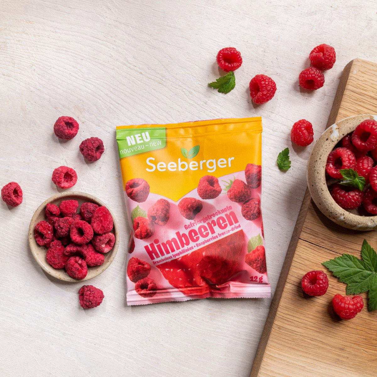 Seeberger Snacks Trockenfrüchte Seeberger gefriergetrocknete Himbeeren Multipack – 10 × 12 g, ohne Zuc, 10 x 15 g