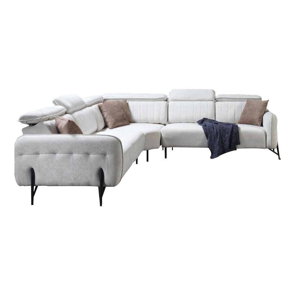 JVmoebel Ecksofa Weißes Ecksofa Luxuriöse Polstercouch Designer Wohnzimmer Edle Möbel, L-Form Sofa 1 Teile, Made in Europa