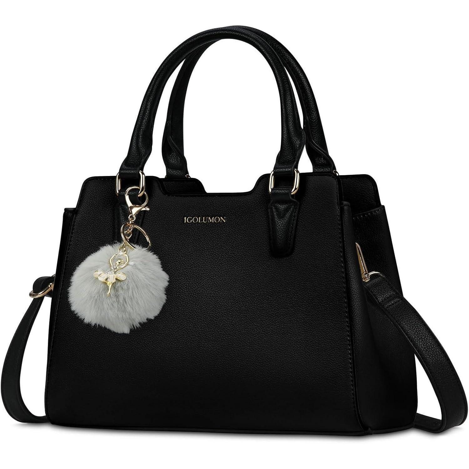 LuxusKollektion Handtasche Damen Handtasche Schwarz Mittelgroß Leder Henkeltasche Tote Bag