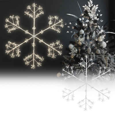 ECD Germany Weihnachtsfigur LED-Schneeflocke Weihnachtsbeleuchtung Fenstersilhouette Fenster Deko, 384 warmweiße LEDs 120cm für Innen/Außen IP44 Wasserdicht